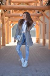 BLUE AND GREY OOTD | ZAFUL BAG | BONPRIX COAT