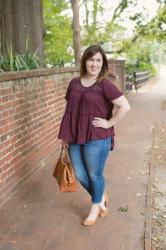 Maroon Top and Jeans