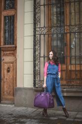 Flared cropped dungaree