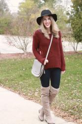 Burgundy Side Zip Sweater & Confident Twosday Linkup