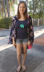 Floral Kimonos, Navy Tanks and Denim Shorts