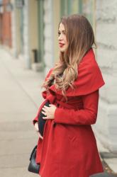 Red Shawl Coat & Comfy Boots 