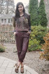 {outfit} Say Goodbye, Burgundy Leather Pants