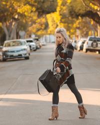 Stopping Traffic In A Brown Plaid Coat