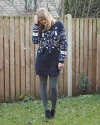 A Roll-Neck Fairisle Jumper Dress with Chelsea Boots