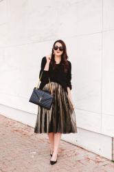 Metallic Midi Skirt