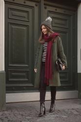Winter Look: Olive and Bordeaux