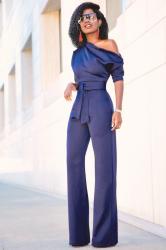 Buttoned Dolman Sleeve Textured Jumpsuit