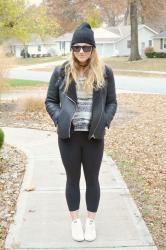 Shearling Jacket + Beanie.