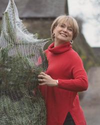 Christmas Party outfits for women over 40 and a Christmas tree farm