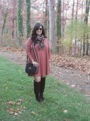 Swing Dress and Suede Boots