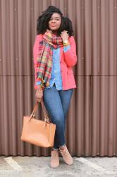 Vintage Orange Blazer + Blanket Scarf