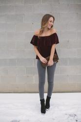 Velvet Off the Shoulder Top 