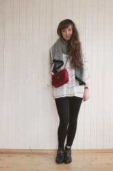 Marble blouse and Velvet bag