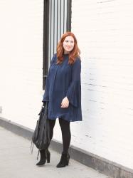 Navy Bell Sleeve Dress