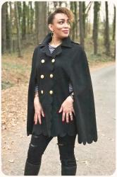 Military-Style Double Breasted Scalloped Edge Cape!