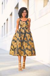 NYE: Golden Rose Midi Dress