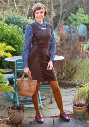 Denim for Work | Tweed Dress and Gold tights!