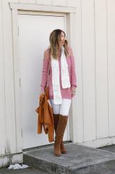distressed pink sweater