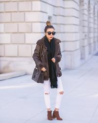 WINTER ESSENTIAL:FAUX SHEARLING AVIATOR JACKET