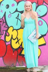 {Outfit}: Aqua Open Back Maxi Dress