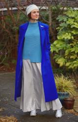 Wearing Blue & Silver, in Winter | Maxi Skirt and a Cobalt Coat.