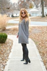 Sweater Dress + Faux Leather Leggings.