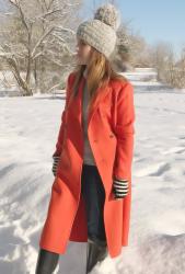 J.Crew Bright Orange, Stripes & the Best Bobble Hat Ever!