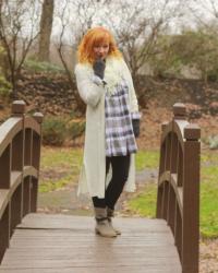 Plaid Flannel Tunic & Black Skinny Jeans: Numbers Game