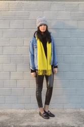 Yellow Scarf & Fishnet Socks