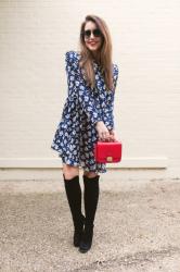 Navy Floral Print Dress