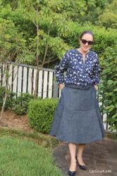 Summer Blues: Floral Bomber & Big Denim Skirt