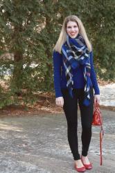 Happiness Boutique Earrings & Blue Blanket Scarf