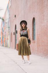 Rock & Roll GOLD /// PLEATED GOLD SKIRT