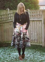 Wearing a Floral Midi Skirt with Leopard Print Boots