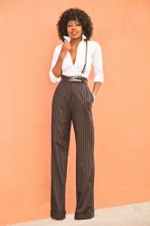 Fitted Button Down Shirt + PinStripe Wide Leg Pants