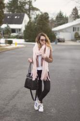 Suede Moto Jacket and Blush Pink Scarf