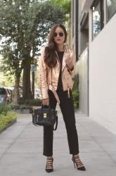 Metallic moto jacket