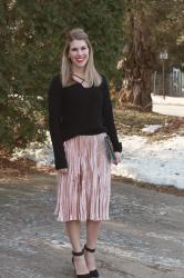 Pleated Pink Midi Skirt & Confident Twosday Linkup
