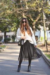 maxi sweater + tulle skirt