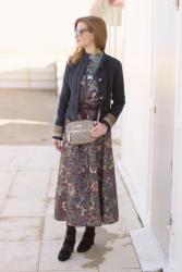 How to wear a floral maxi dress in winter