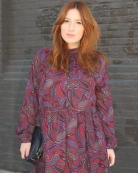 Print Swing Dress and Suede Jacket