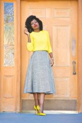 Crew Neck Sweater + Swing Midi Skirt