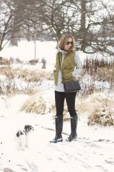 quilted puffer vest + a little visitor
