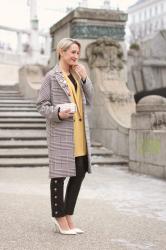 Houndstooth coat & leather pants