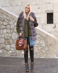 oversize jacket & fur vest