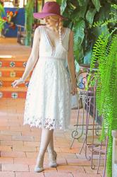 {Outfit}: White Lace Dress at Boquete Waterfall