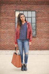 Red Leather Bomber