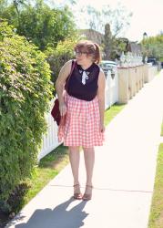 Pink Gingham Skirt + Collared Top
