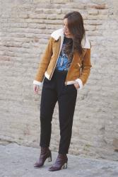 Chaqueta de borrego y piel